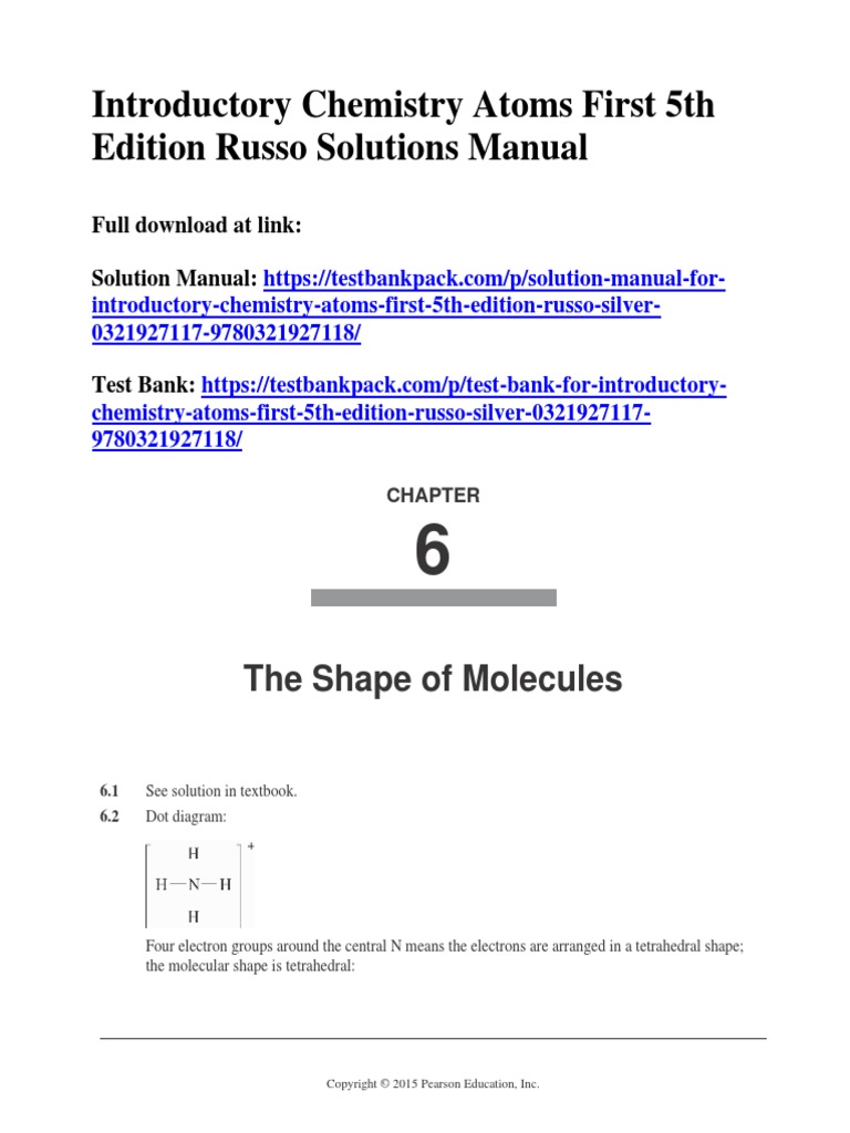 Introductory Chemistry Atoms First 5th Edition Russo Solutions Manual 1 ...