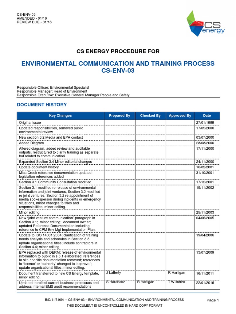 CS-ENV-03 - Environmental Communication and Training Process (01 16 ...