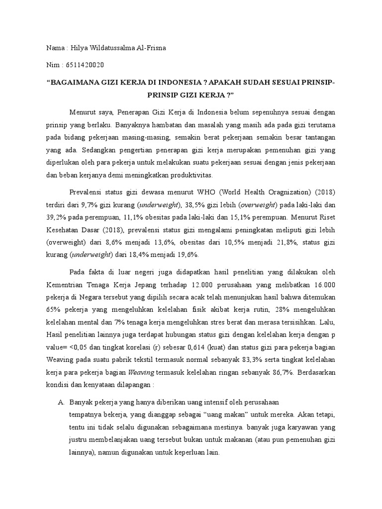 Essay Gizi Kerja Pdf