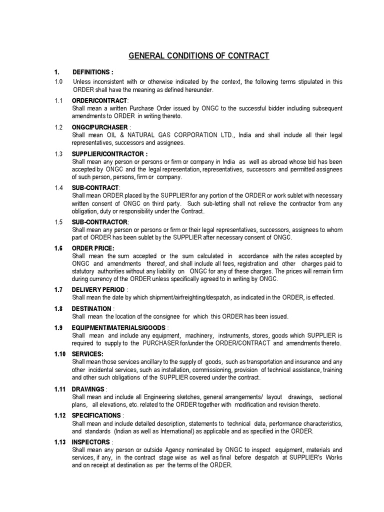 Division 1 General Conditions