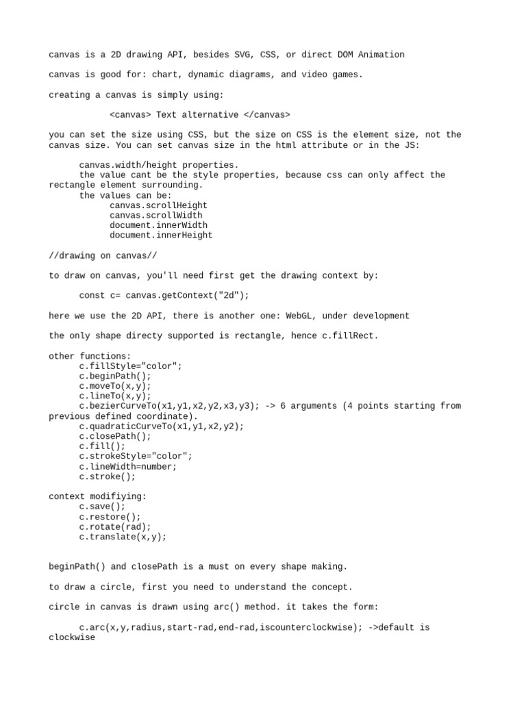 Canvas 2D Drawing API Guide | PDF | Computers