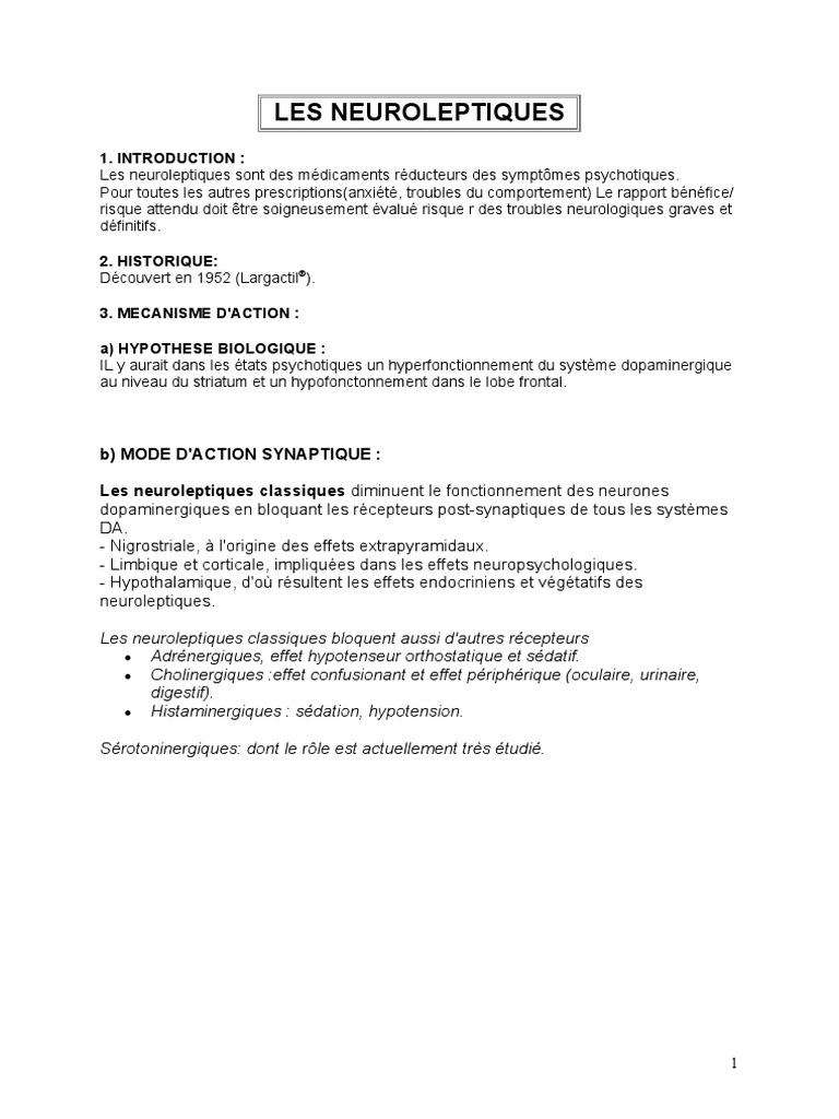 LES NEUROLEPTIQUES | PDF