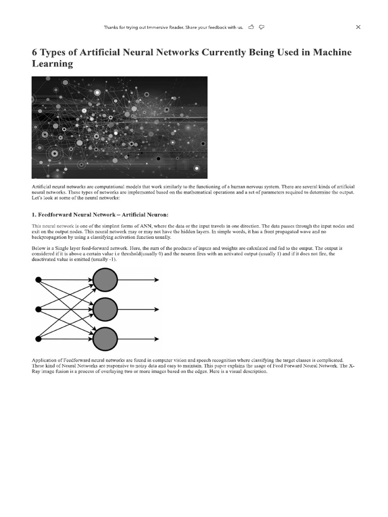 6 Types of Artificial Neural Networks Currently Being Used in Machine ...