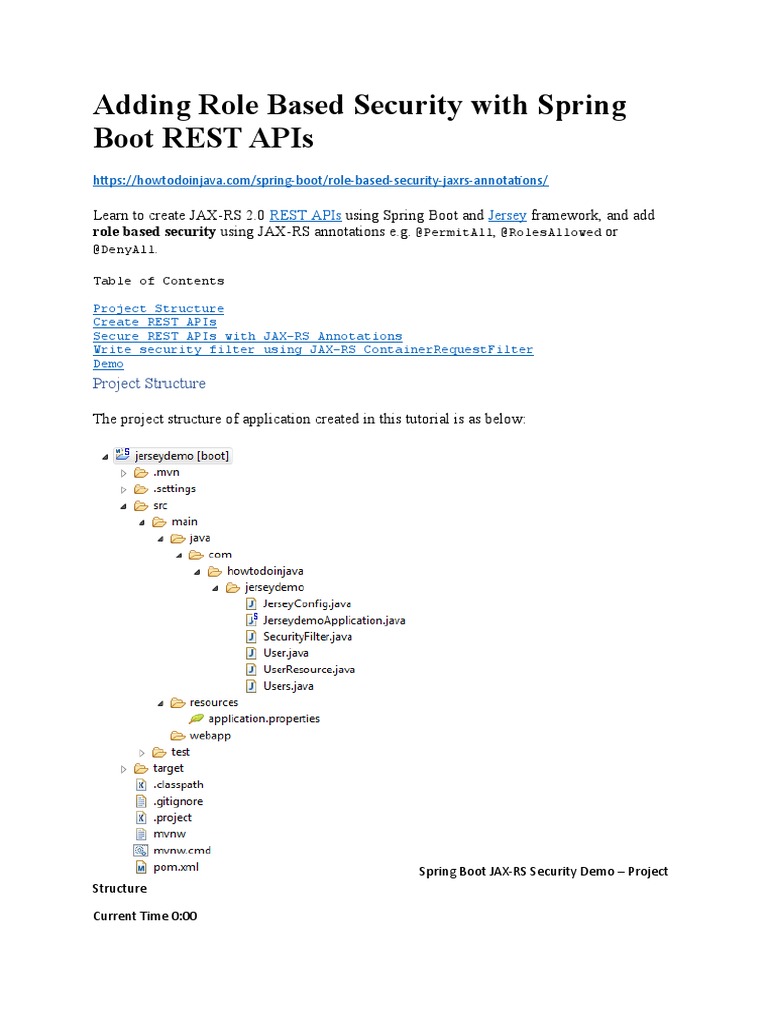 Adding Role Based Security With Spring Boot REST APIs | PDF