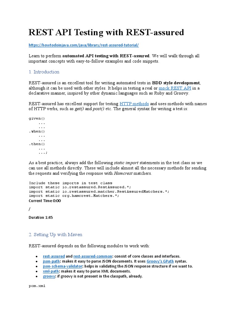 REST API Testing With REST-assured | PDF