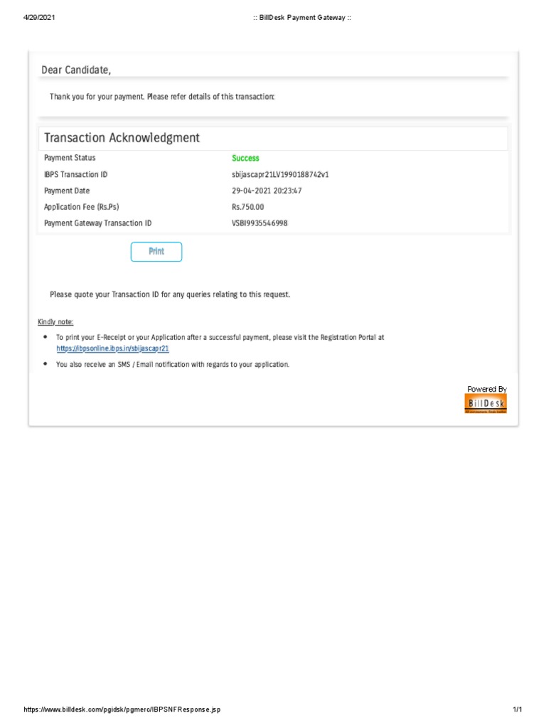 Payment Confirmation for Candidates | PDF