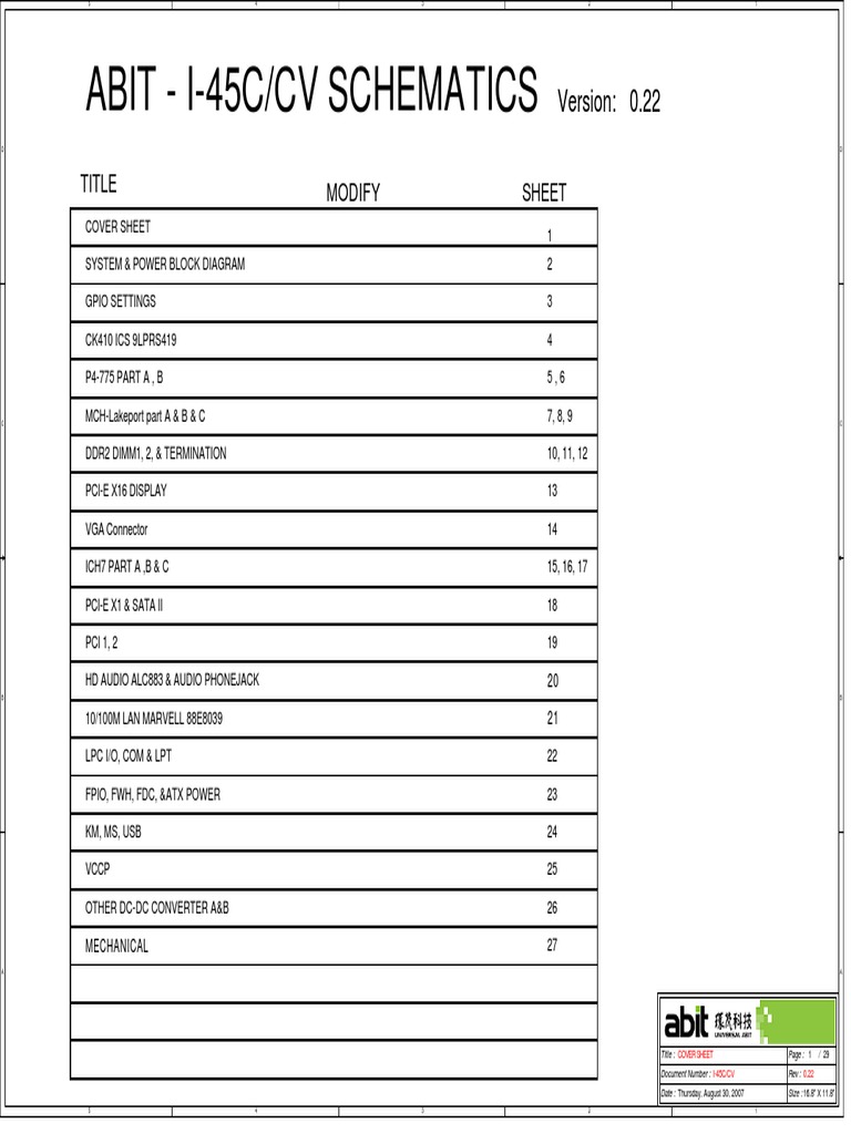 Abit I-45c I-45cv Rev 0.22 SCH | PDF