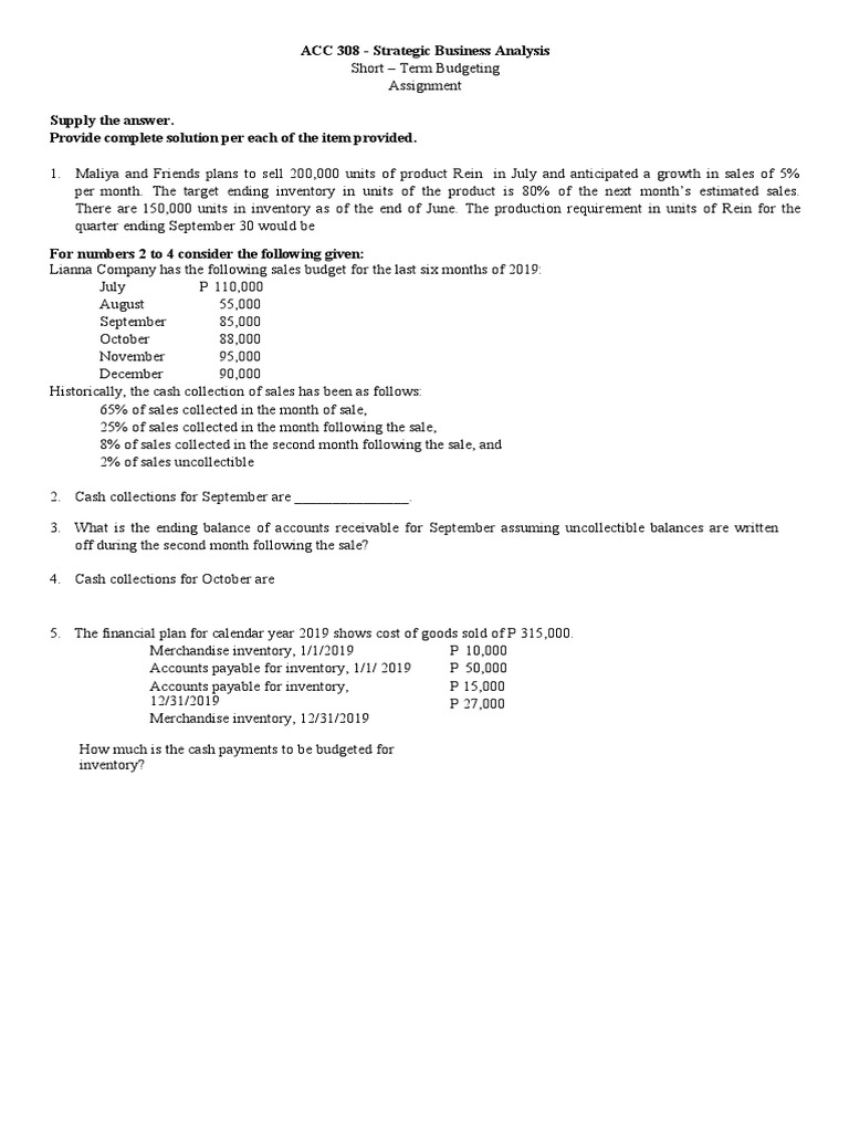 SHORT TERM BUDGETING Students PDF