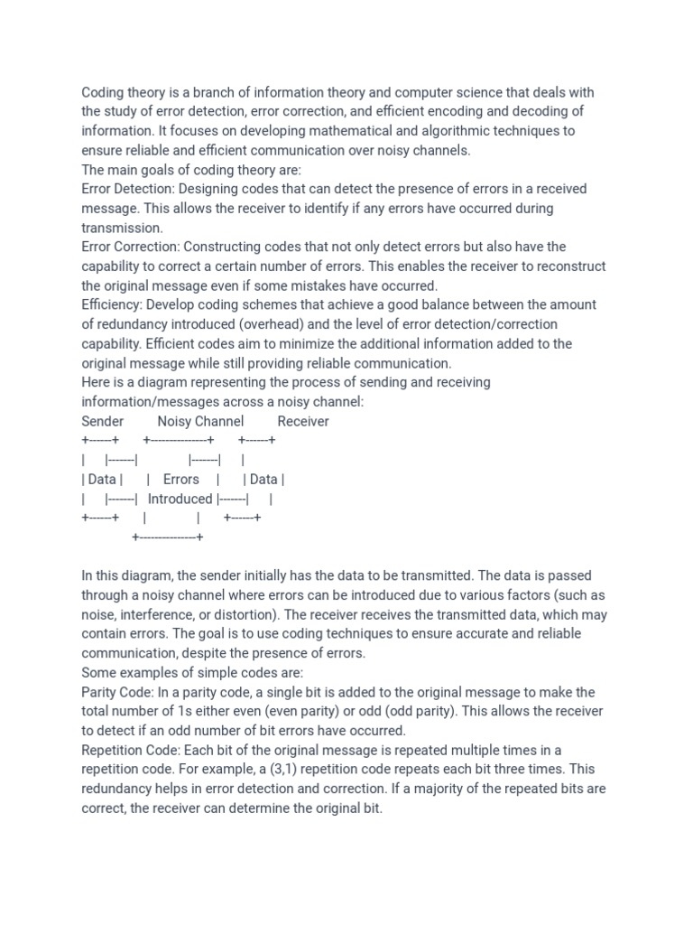 notes on coding theory | PDF
