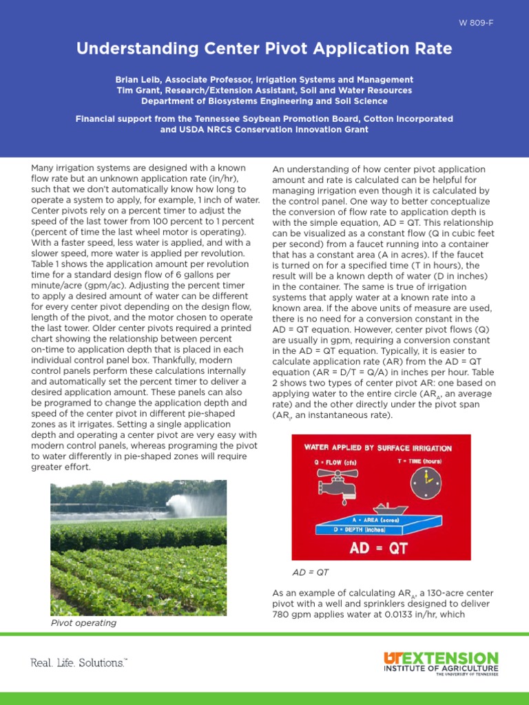 Center Pivot Irrigation Application Rates | PDF