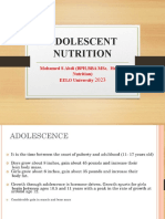 Adolescent and Adult Nutrition
