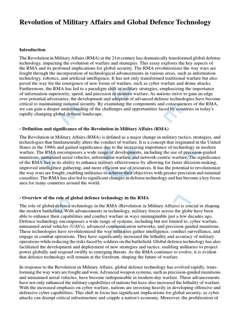 Revolution of Military Affairs and Global Defence Technology | PDF ...
