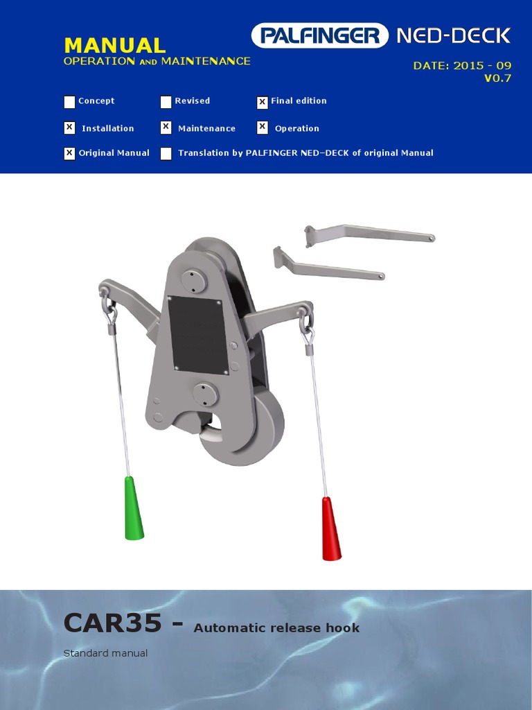 Liferaft Davit Hook CAR 35 Release Hook Catalogue PDF