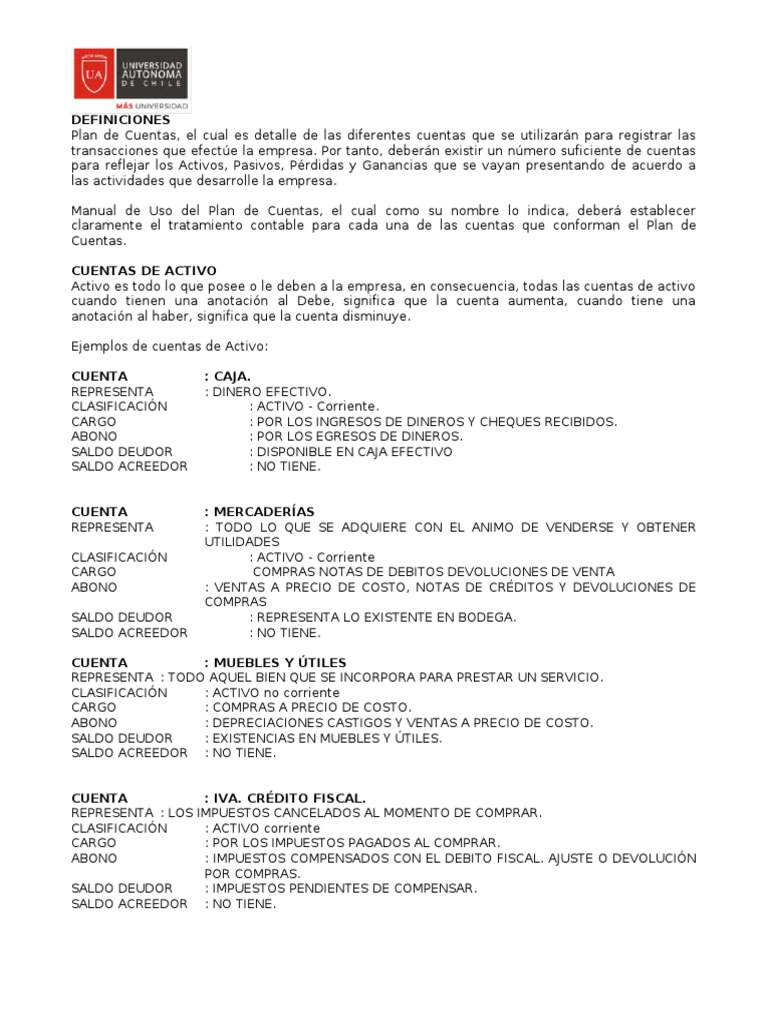 Manual del Plan de Cuentas Contables | PDF | Pagos | Bancos
