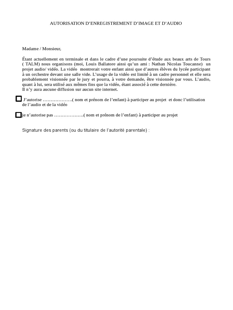 Autorisation Projet | PDF