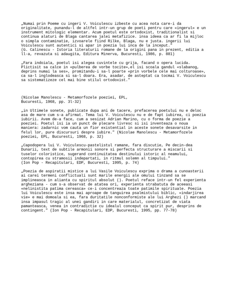 Aprecieri Critice Voiculescu | PDF