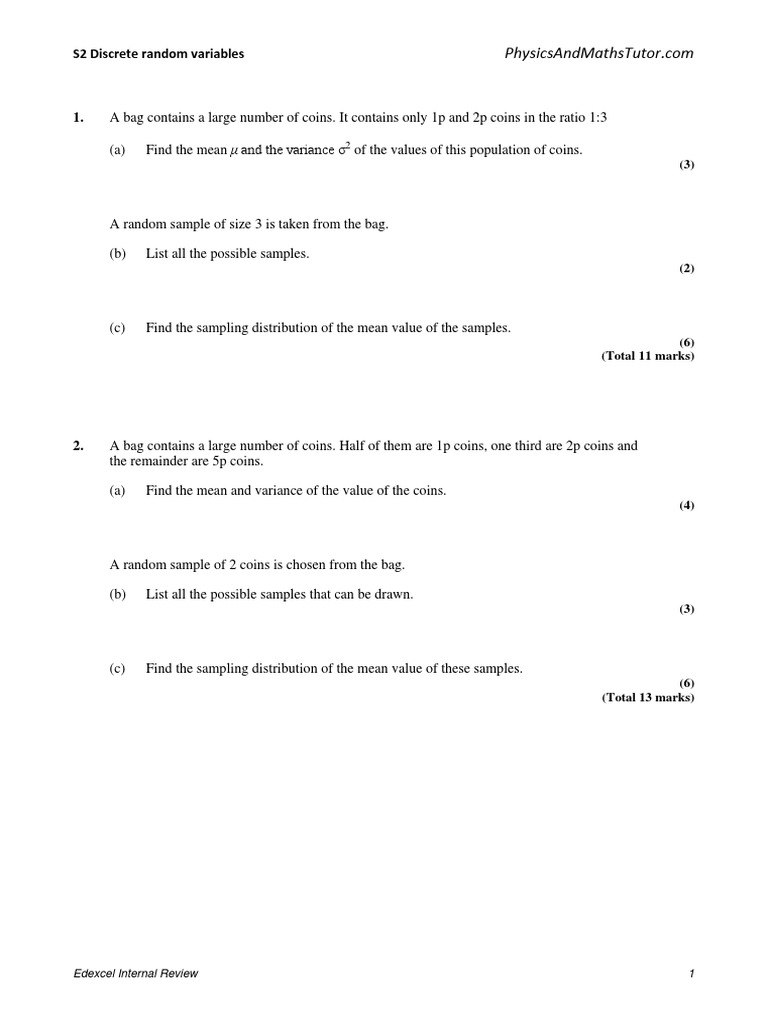 S2 Discrete Random Variables | PDF