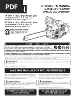 Operator'S Manual: Manuel D'Utilisation Manual Del Operador RY3714 / 14 In. 37cc Chain Saw RY3716 / 16 In. 37cc Chain Saw