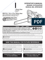 Operator'S Manual: Manuel D'Utilisation Manual Del Operador RY3714 / 14 In. 37cc Chain Saw RY3716 / 16 In. 37cc Chain Saw