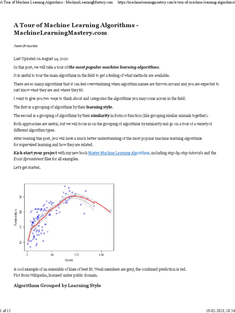 A Tour of Machine Learning Algorithms | PDF