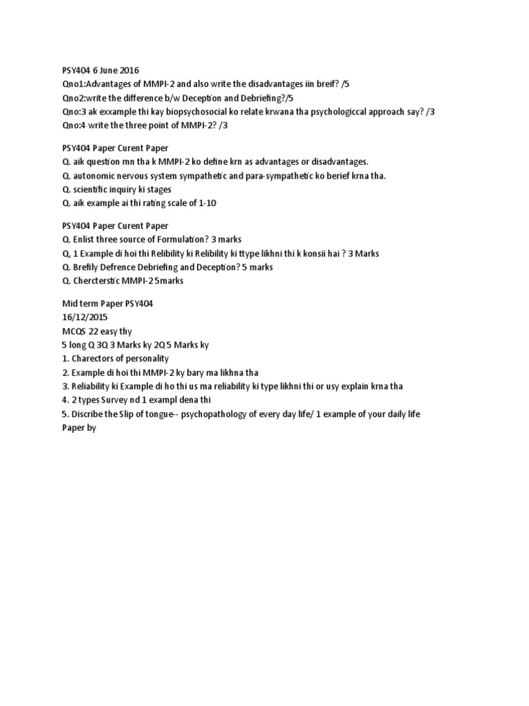PSY404 Exam Insights and Key Topics | PDF | Self-Improvement
