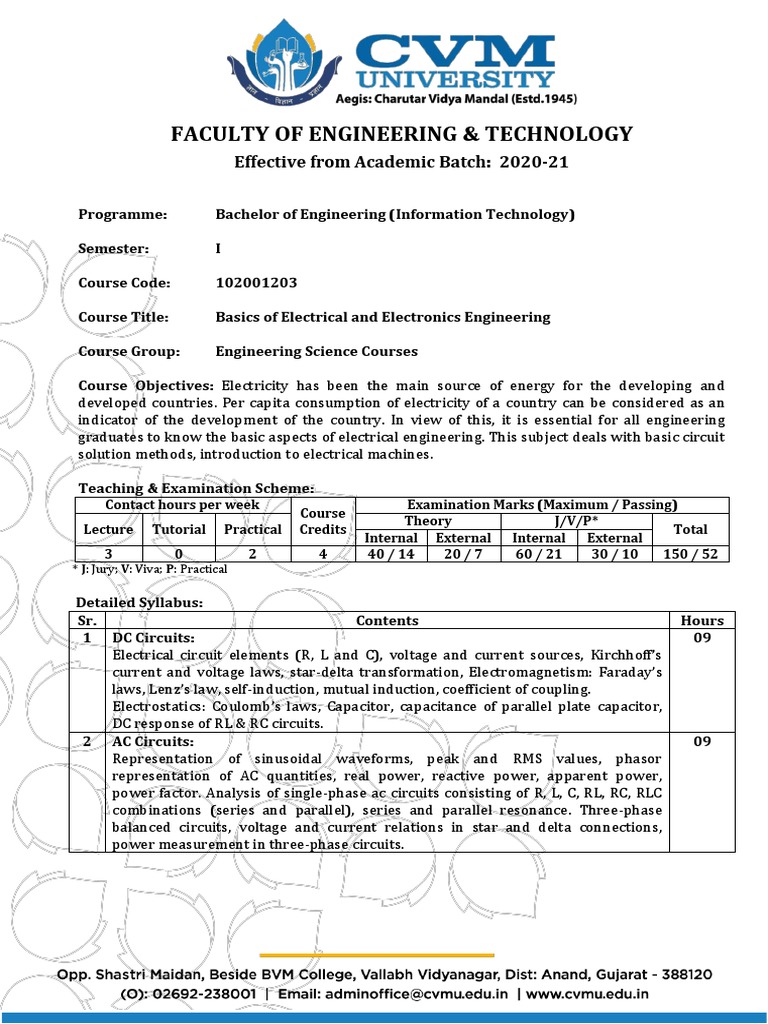 Basics of Electrical and Electronics Engineering SEM - I | PDF | Ac