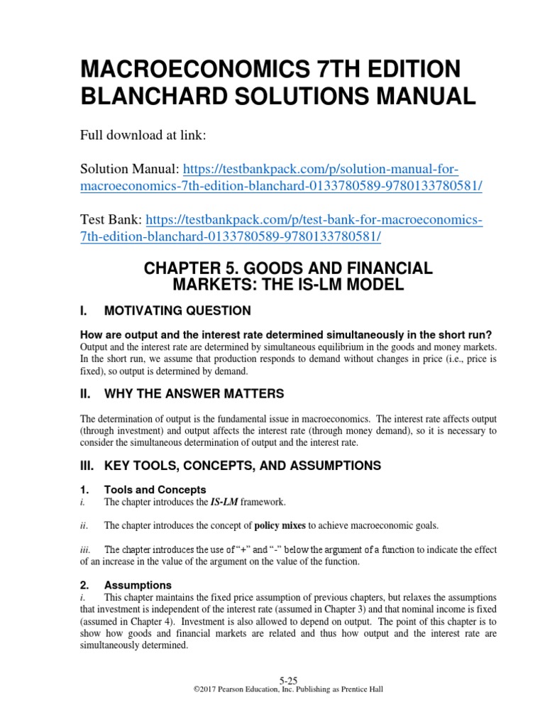 Macroeconomics 7th Edition Blanchard Solutions Manual 1 | PDF | Finance &amp; Money Management