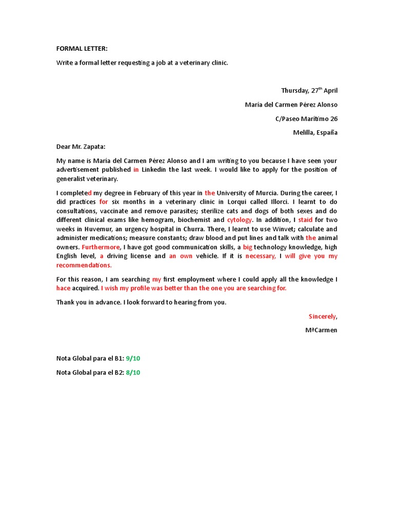 FORMAL LETTER Requesting A Job PDF