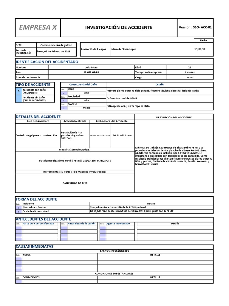 Investigacion De Accidente Pdf Planificación