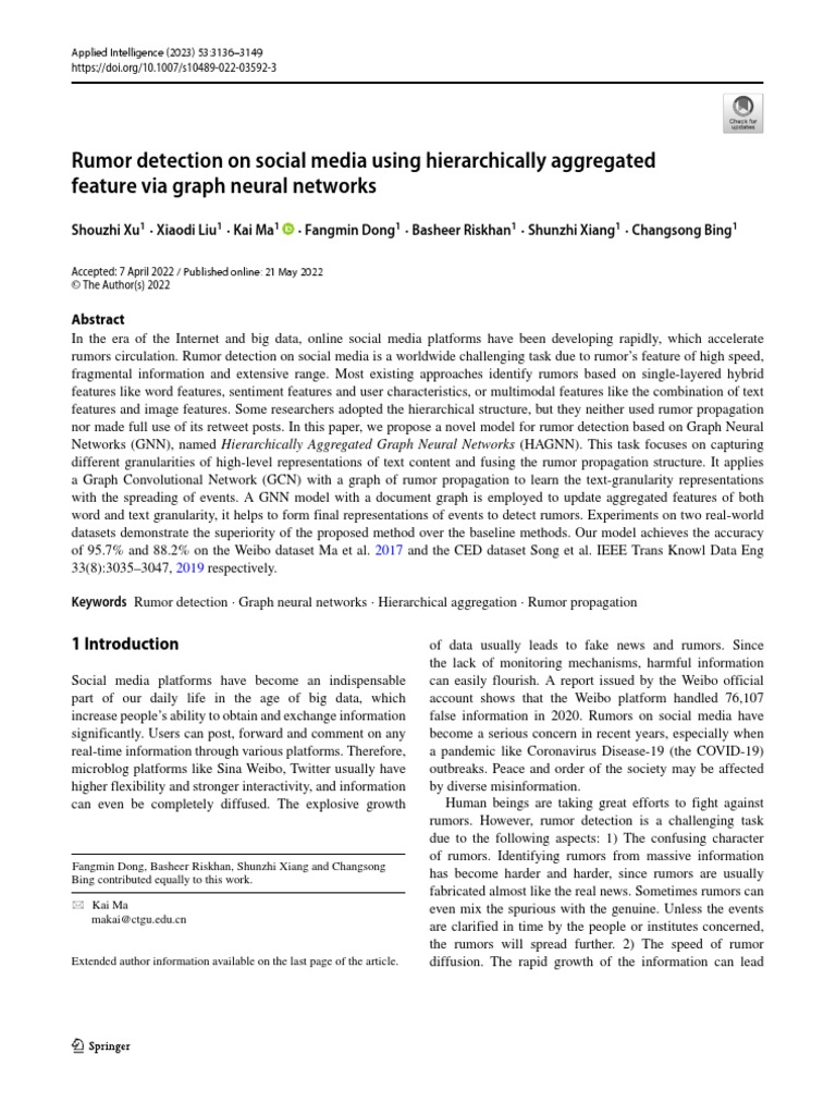 2023 Rumor Detection On Social Media Using Hierarchically Aggregated ...