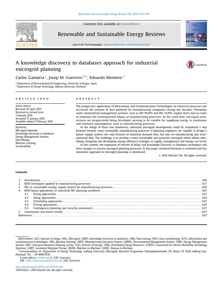A Knowledge Discovery in Databases Approach For Industrial Microgrid
