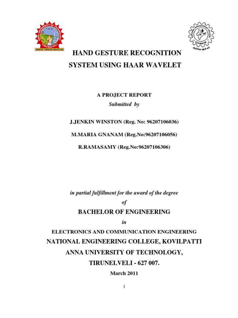 Hand Gesture Recognition Using Haar-Wavelet | PDF | Areas Of Computer ...