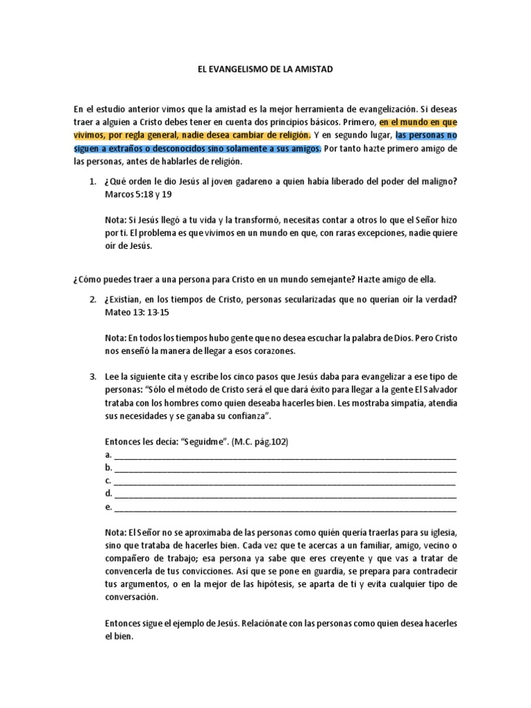 El Evangelismo de La Amistad PDF Jesús Cristo (título)