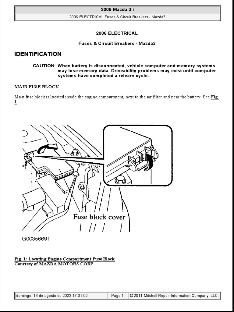 2006 Mazda 3 Fuse Box Diagram | PDF | Fuse (Electrical)