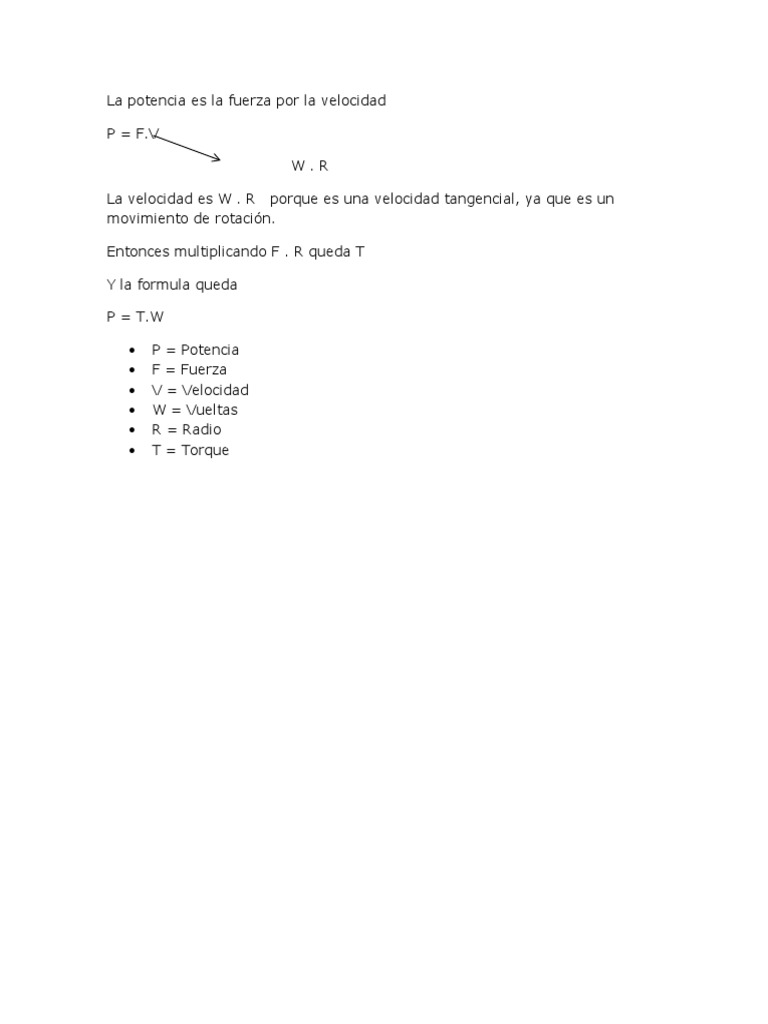 Fórmulas de Potencia y Torque | PDF