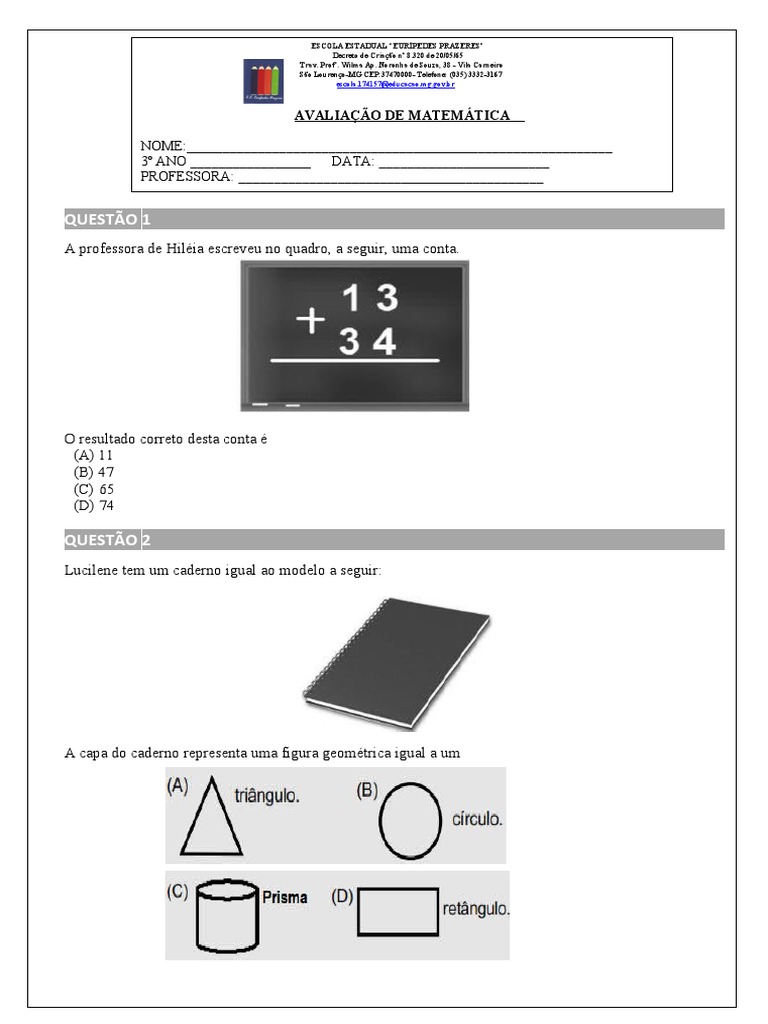 Simulado Matemática 1 Bim | PDF