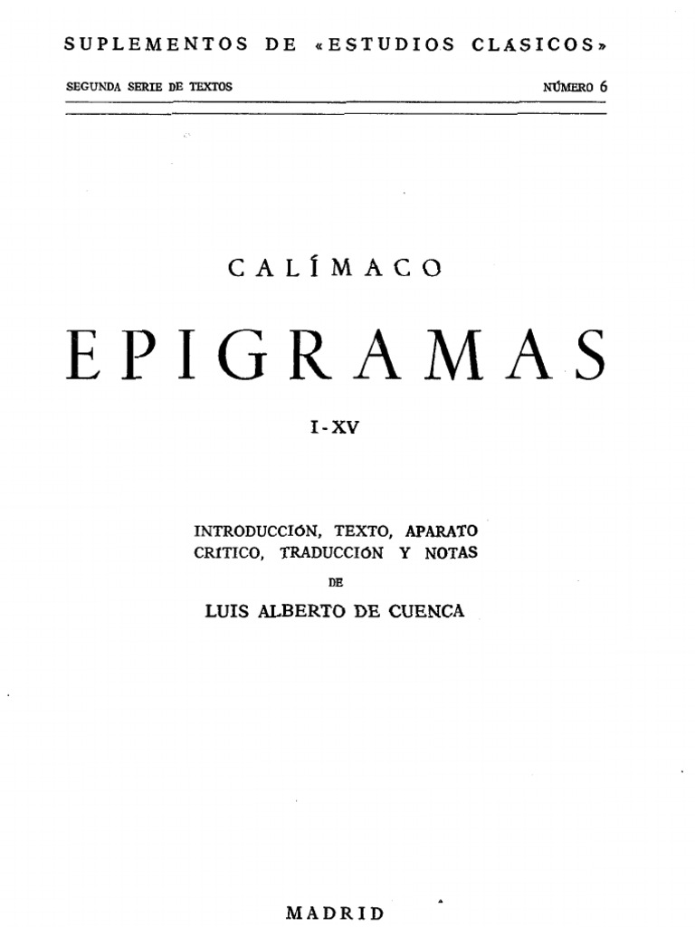 Calímaco Epigramas | PDF | Poesía | Amor