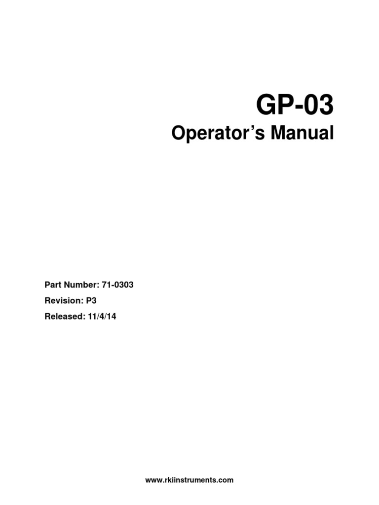 GP 03 Operation Manual 71-0303 | PDF | Combustion | Chemistry