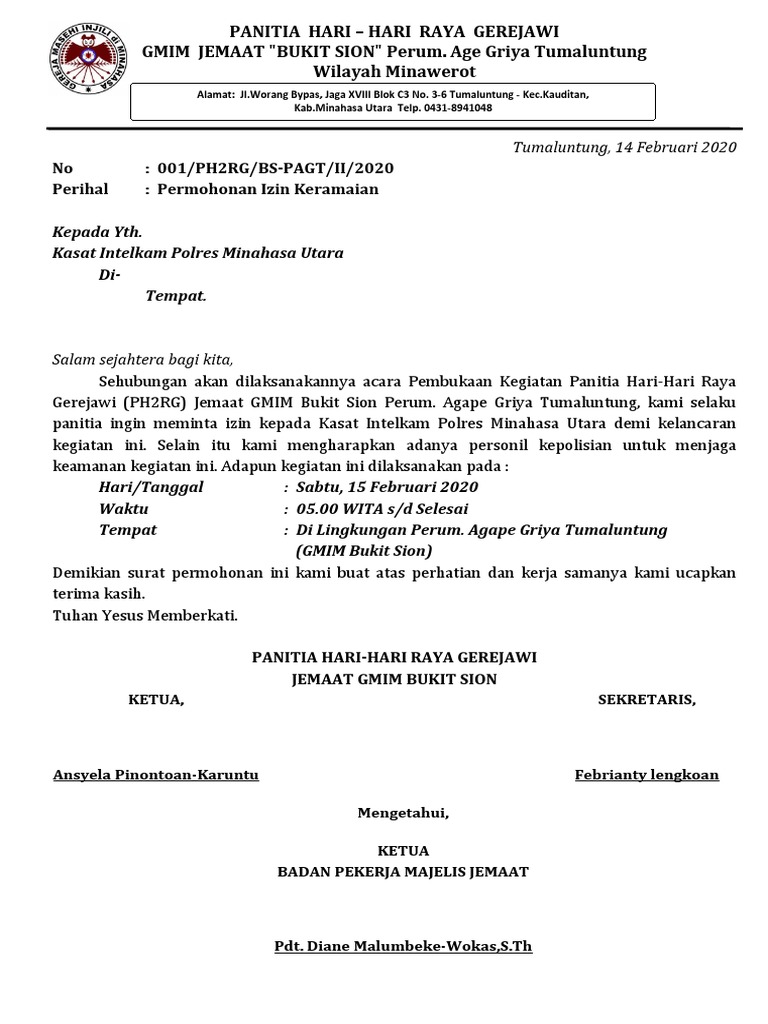 Permohonan Izin Keramaian Gerejawi | PDF