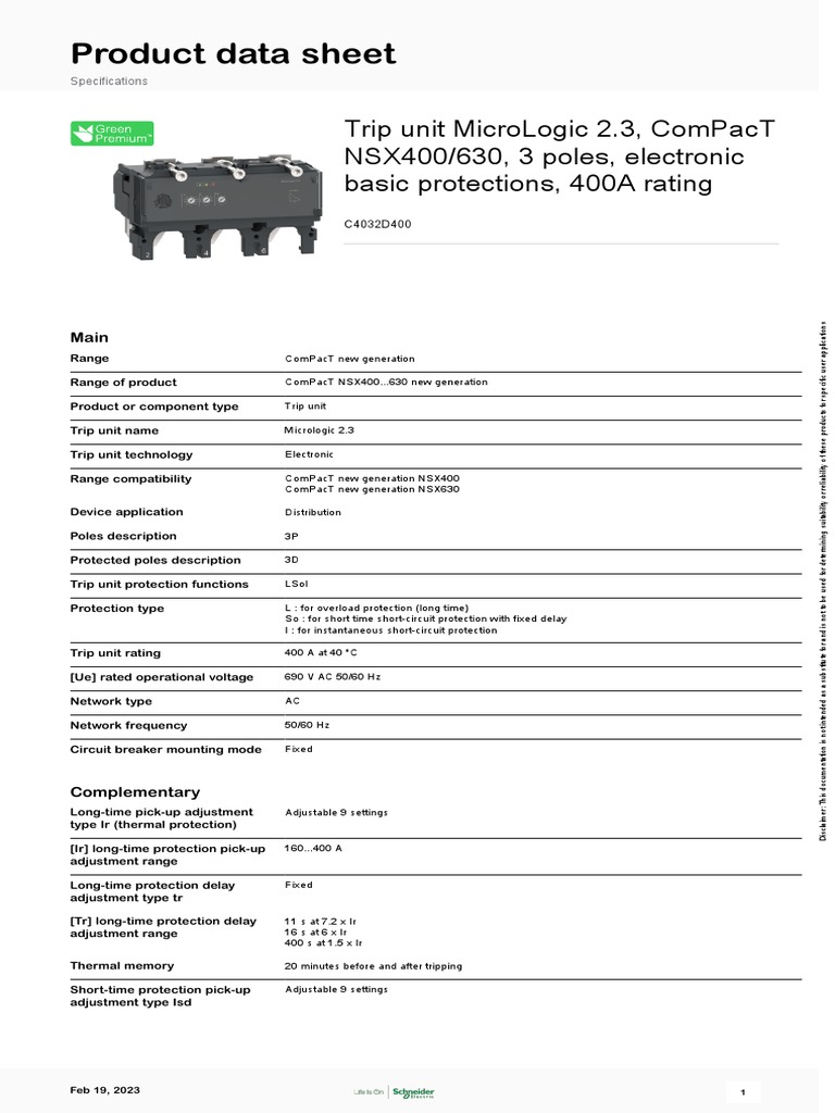 ComPacT NSX - New Generation - C4032D400 | PDF