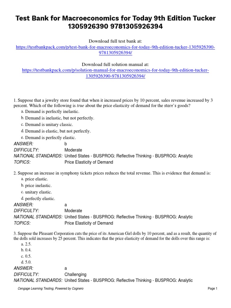 Macroeconomics For Today 9th Edition Tucker Test Bank 1 | PDF | Demand ...