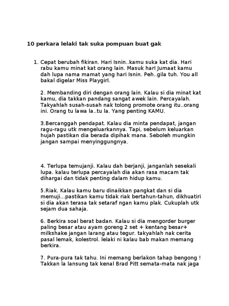 10 Benda Lelaki X Suka Pdf