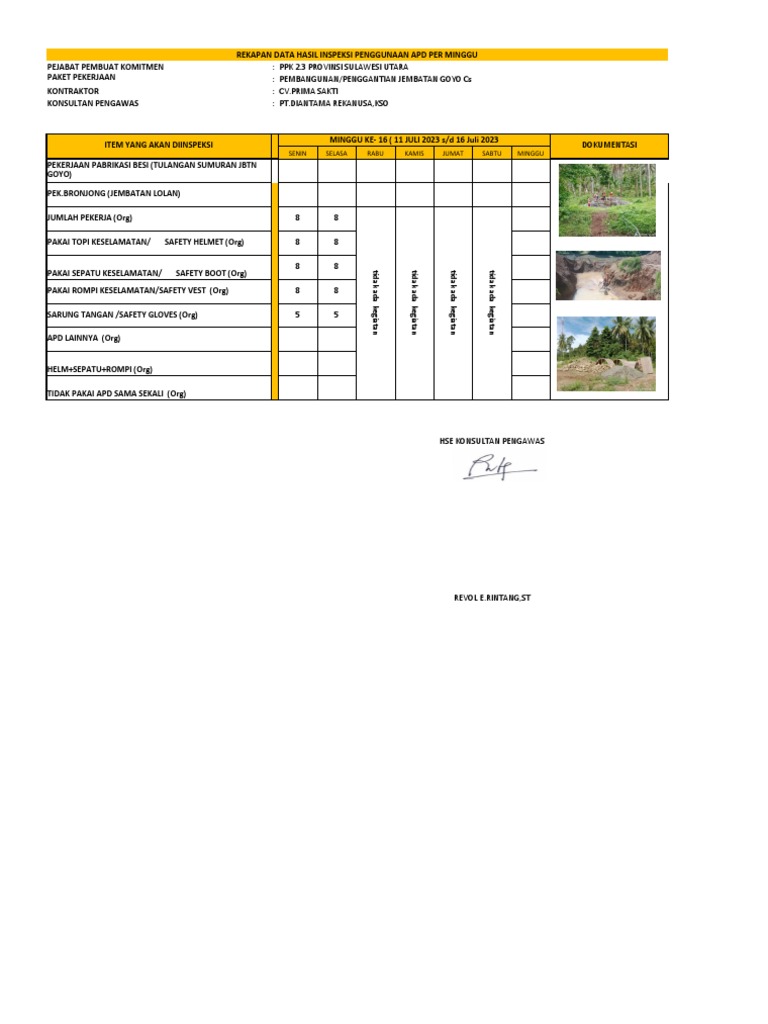 Rekap Hasil Inspeksi APD Mingguan | PDF | Teknologi & Rekayasa