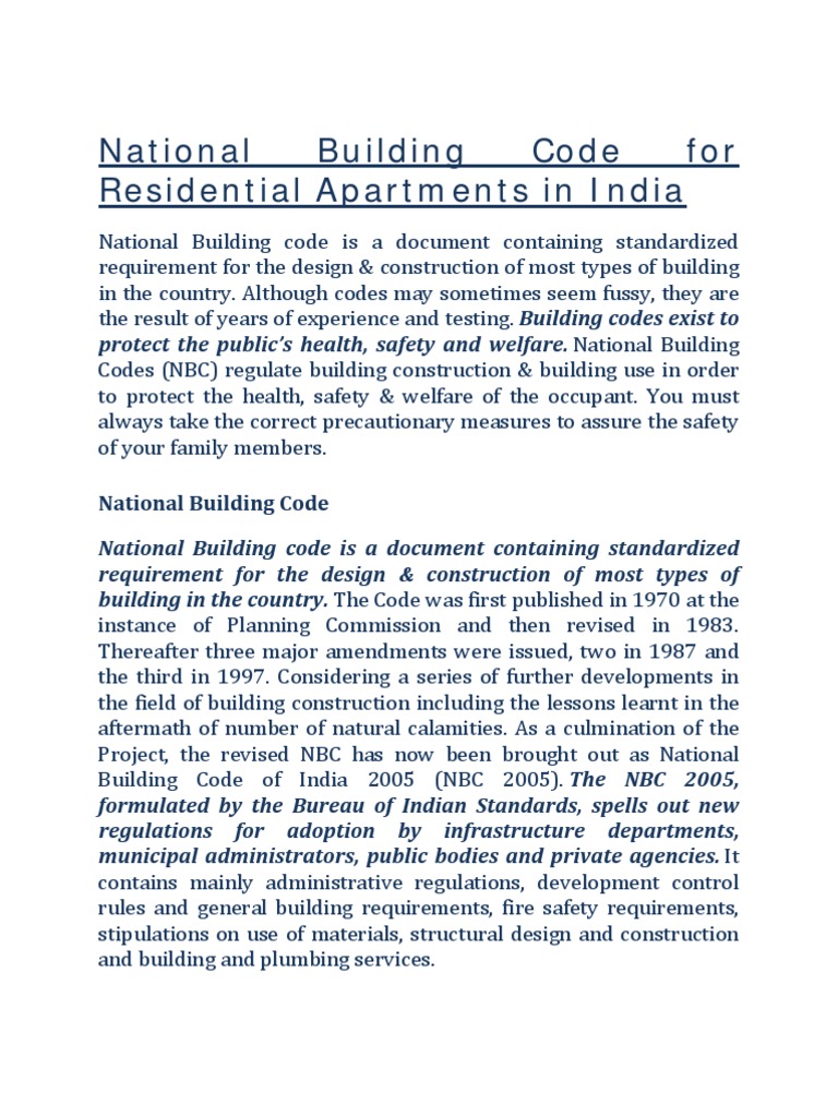 National Building Code for Apartments | PDF | Building Code | Plumbing