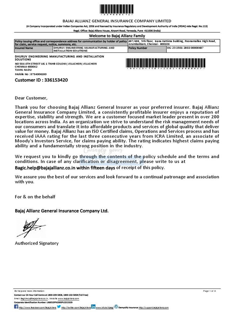 Employee Compensation Insurance Policy | PDF
