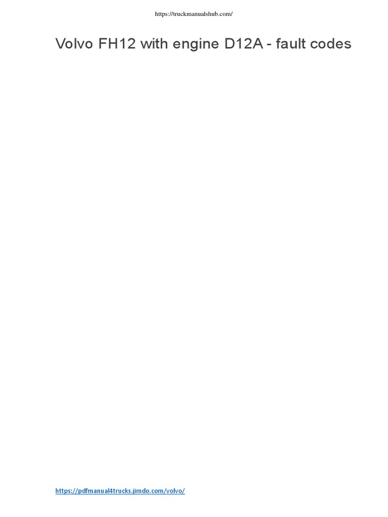 Volvo FH12 With Engine D12A Fault Codes PDF Internal Combustion