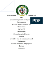 Informe Tecnico Del Proyecto de Vias 1 Michael Sandoval