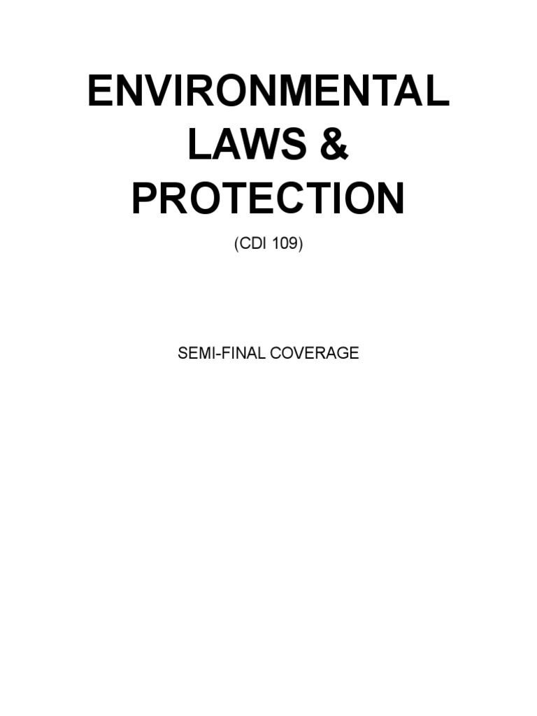 Environmental Laws Protection Semifinal Coverage PDF Environmental