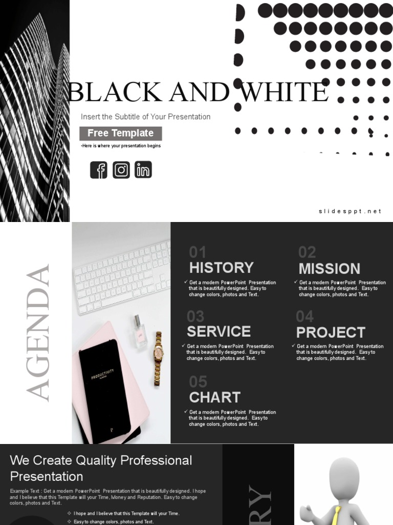 Black and White Template PDF Microsoft Power Point Graphic Design