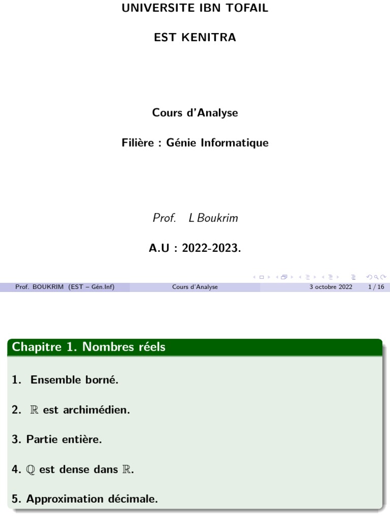 Analyse EST Chap1 2021-23 Slide | PDF | Sciences et mathématiques ...